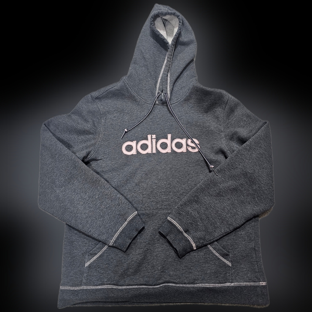 Adidas Gray Hoodie with Pink Logo